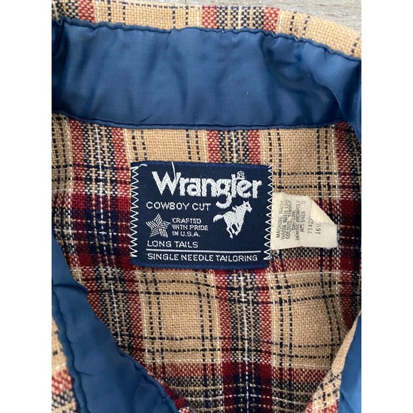 Wrangler mens snap Cowboy/Western cut long tail Button up shirt (16 1/2 - 35) - Picture 7 of 12